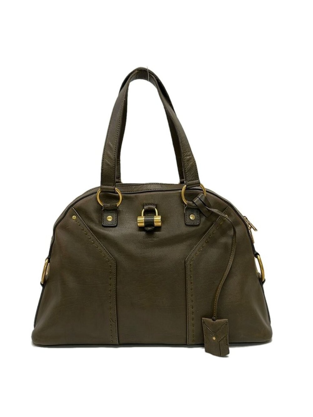 Saint Laurent Rive Gauche Handbag Muse Bag Khaki Leather
